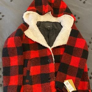 NWT Steve Madden Sherpa Buffalo Print Coat Jacket Size Medium
